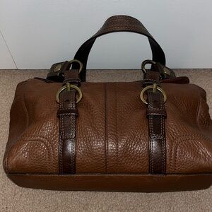 Mahogany leather coach shoulder bag